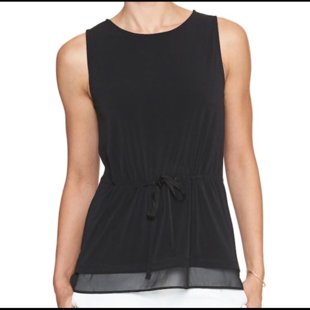 BananaRepublic Black Sleeveless Mixed Media Tunic